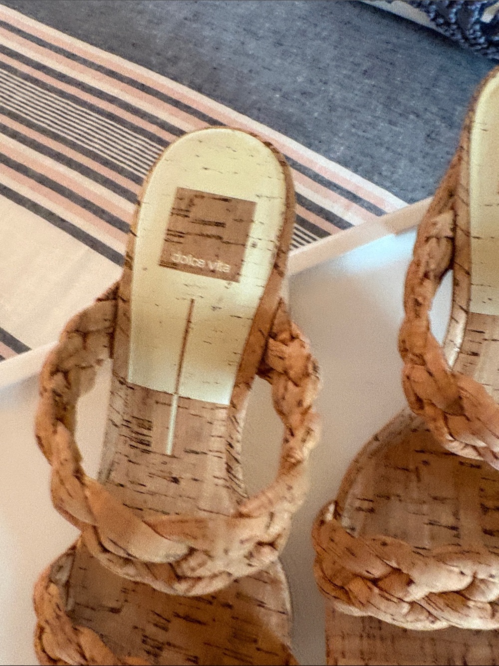 Dolce Vita Paily Braided Cork Stella Block Heel Sandals. - Picture 3 of 5